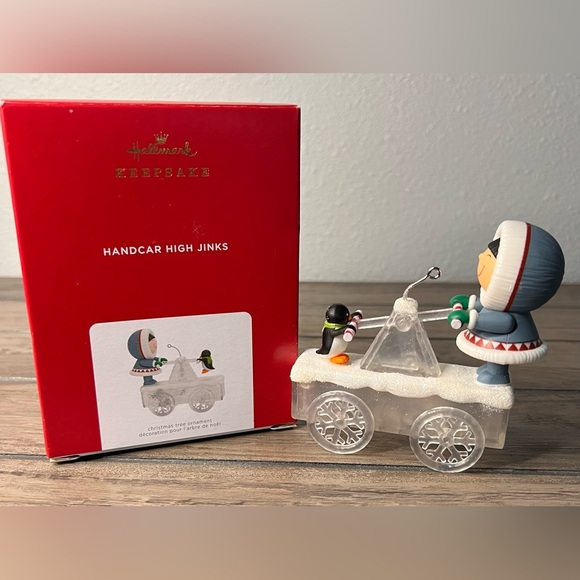 Hallmark Keepsake Ornament NEW 2021 Handcar High Jinks” Frosty & his penguin pal - Picture 2 of 10